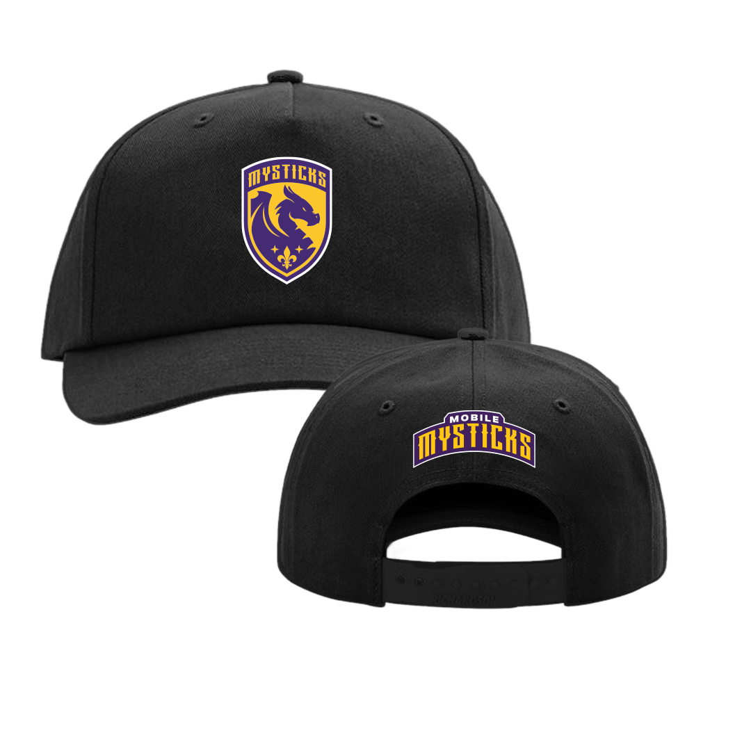 Mobile Mysticks Five Panel Black Heraldry Crest Hat