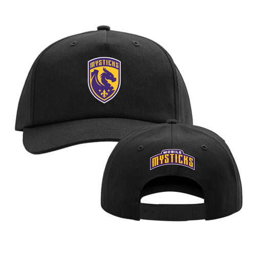 Mobile Mysticks Five Panel Black Heraldry Crest Hat