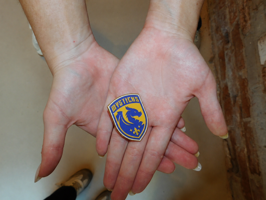 Mobile Mystics Heraldry Crest Pin